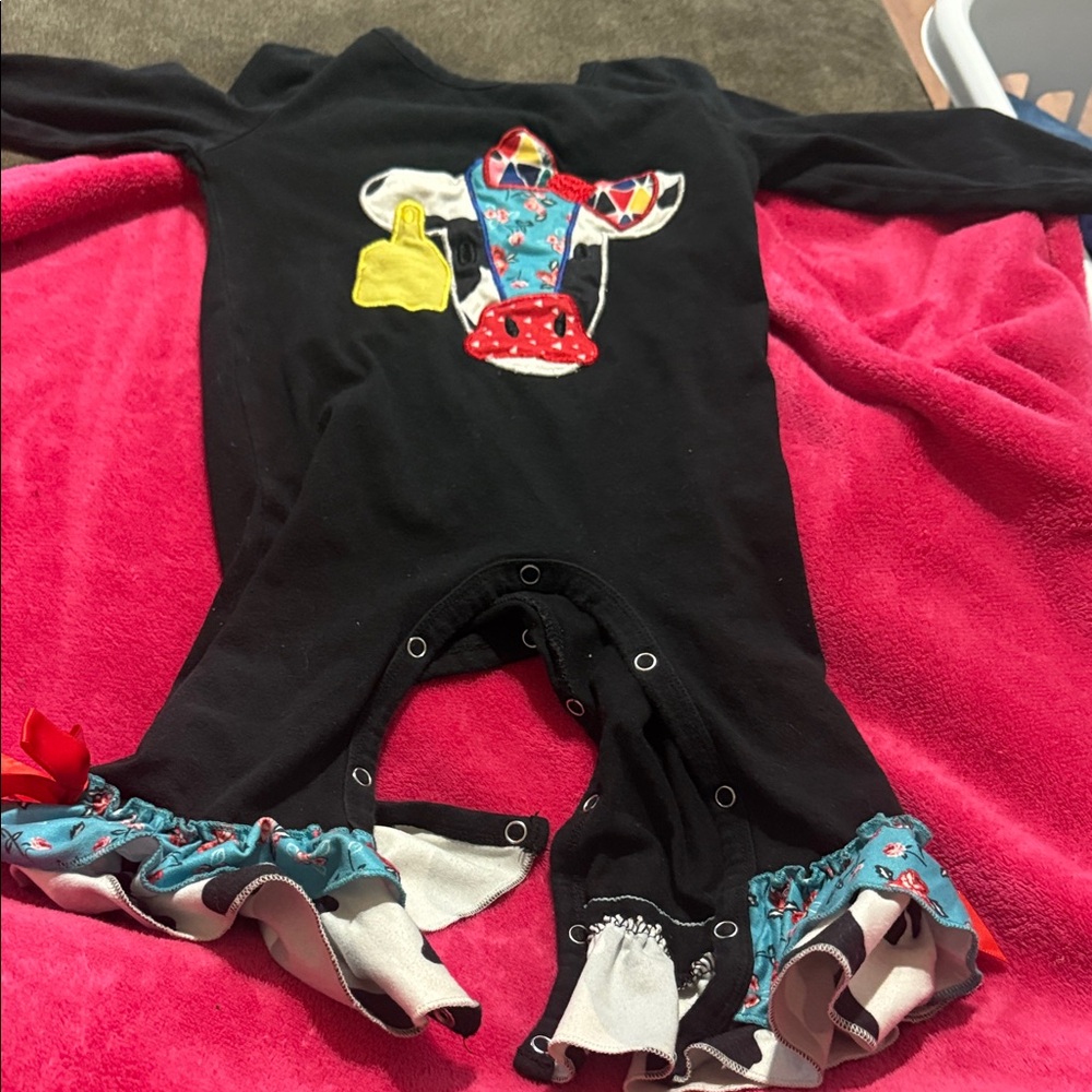 Charming Black and Multicolor Kids Bodysuit